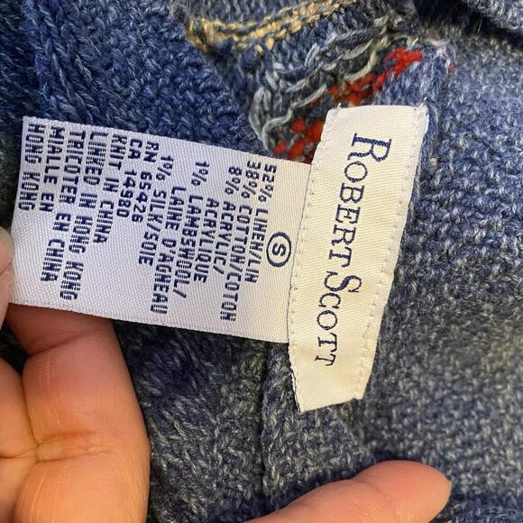 VTG 90s Robert Scott Knit Cardigan Sweater Linen Silk Wool Grandmacore Women S/L - Picture 4 of 8